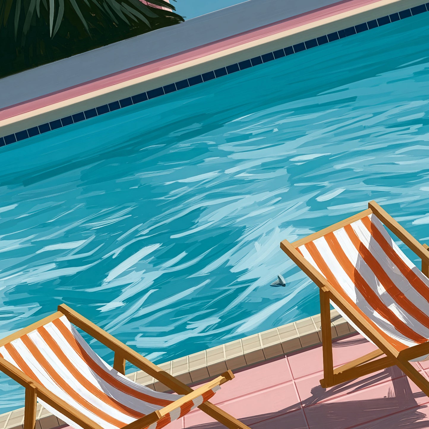 Retro Poolside Wall Art Print, Swimming Pool Poster, Palm Tree Art, Mid Century Summer Decor, Colourful Holiday Print A4 A3 A2 A DH01