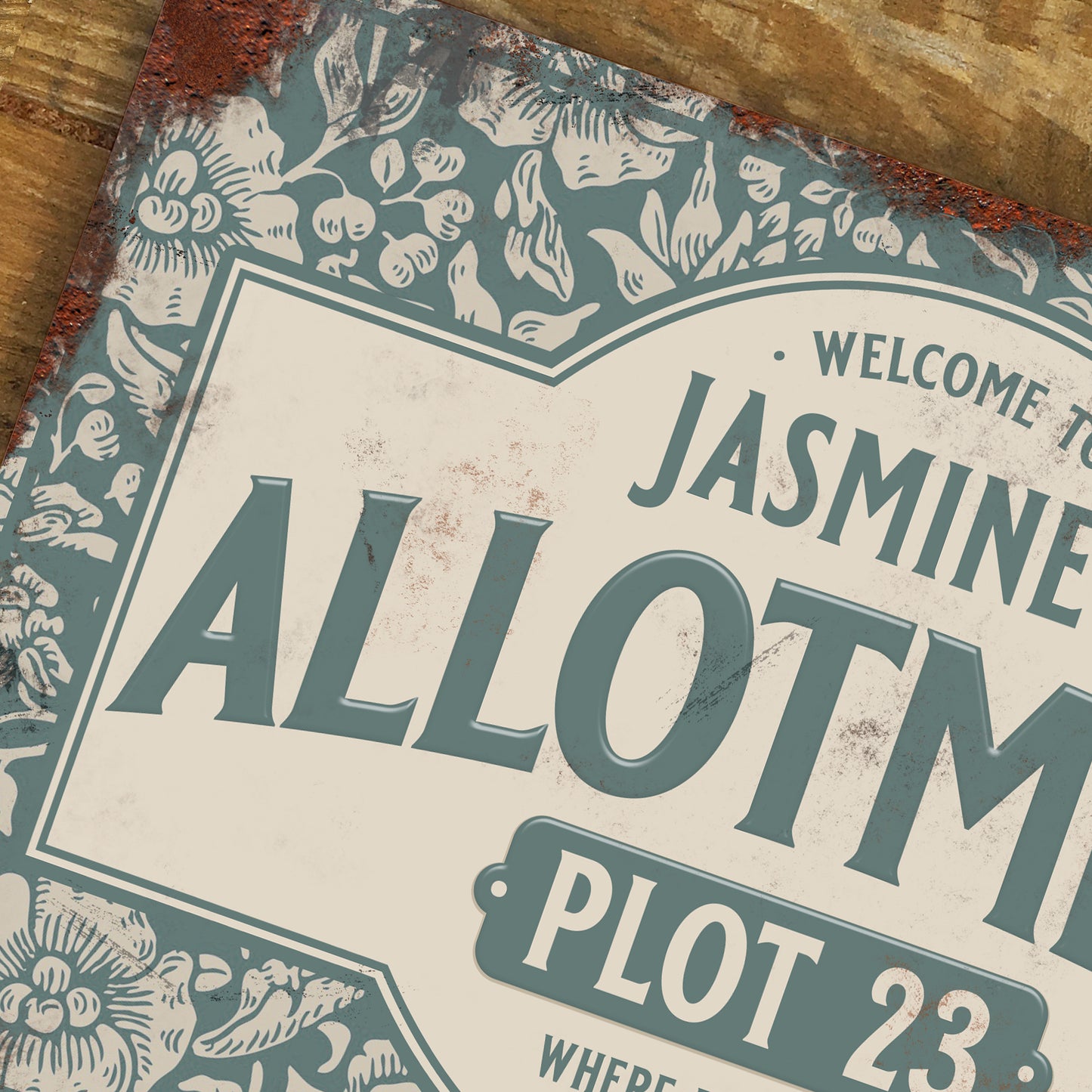 Personalised Allotment Sign Garden Vegetable Patch Metal Door Wall Sign Vintage 200x305mm - Green