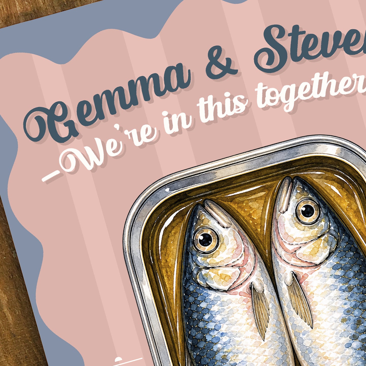 Personalised Couple Sardines Metal Sign – Wedding Anniversary Gift, Romantic Coastal Wall Art, Custom Names Aluminium Love Sign