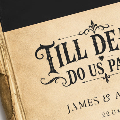 Personalised Gothic Wedding Print – Till Death Do Us Part Vintage Book Wall Art