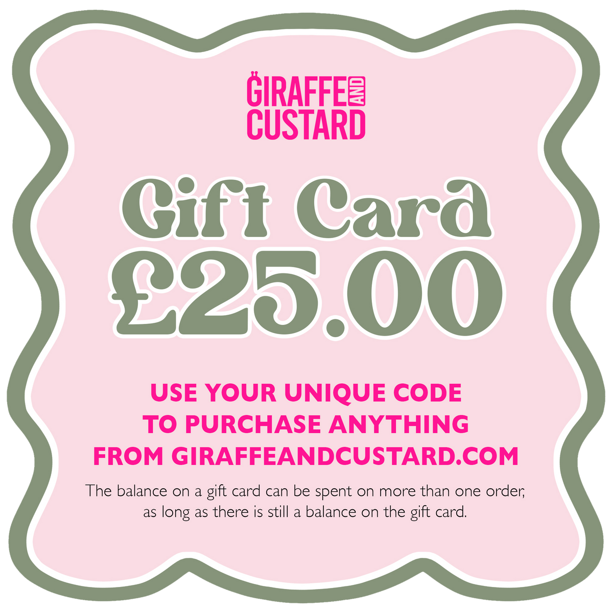 Giraffe and Custard Gift Card