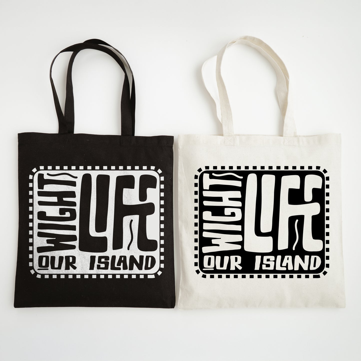 Wight Life Tote Bag - Black or Natural Isle of Wight Shopping Bag - Skate Surf