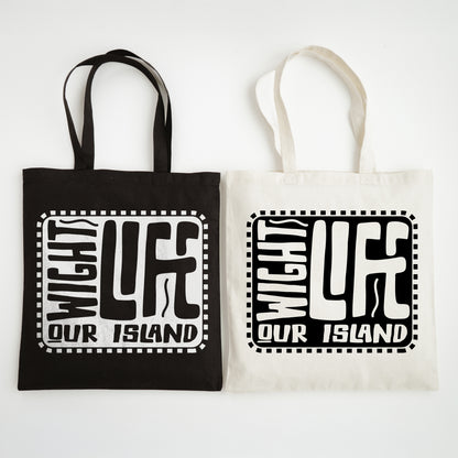 Wight Life Tote Bag - Black or Natural Isle of Wight Shopping Bag - Skate Surf