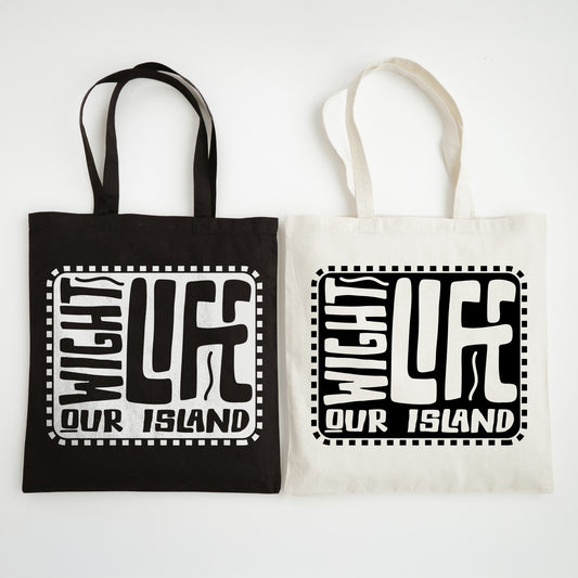 Wight Life Tote Bag - Black or Natural Isle of Wight Shopping Bag - Skate Surf