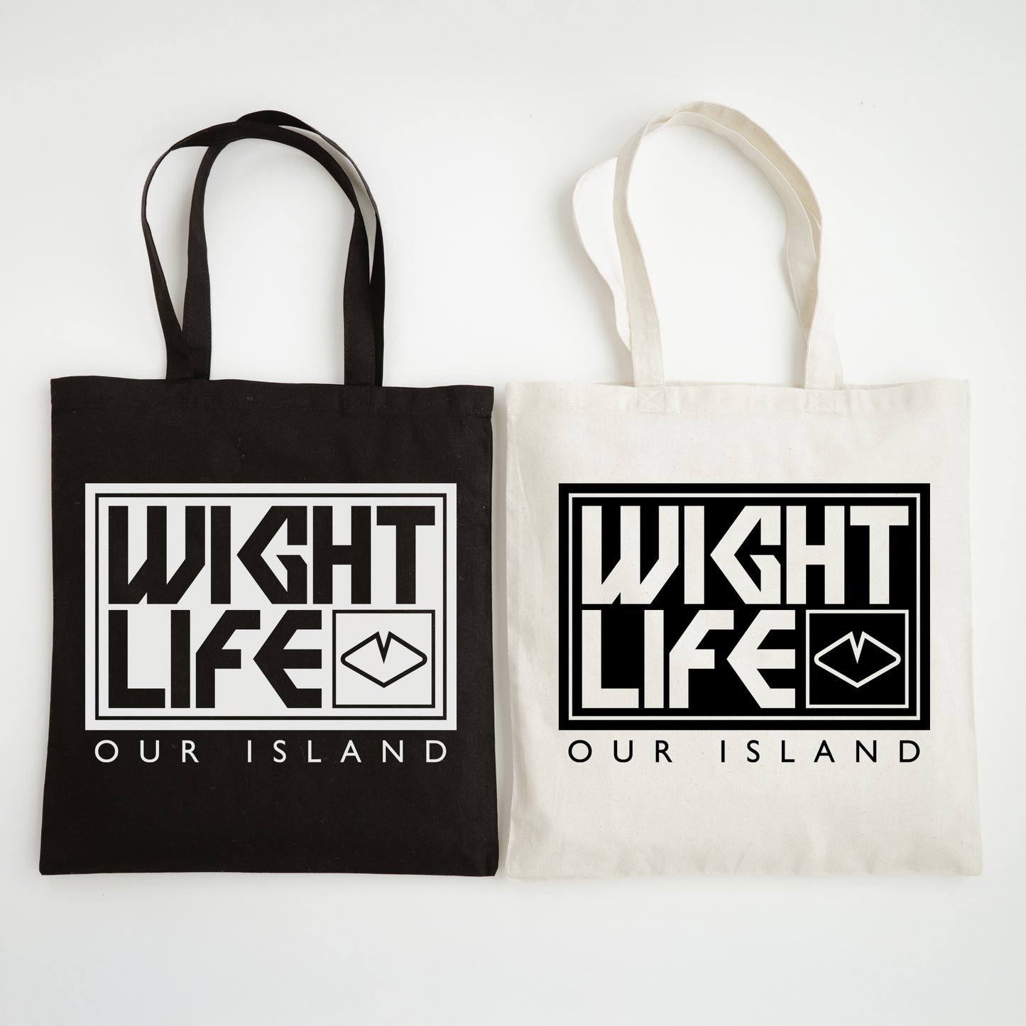 Wight Life Tote Bag - Black or Natural Isle of Wight Shopping Bag - Block Surf