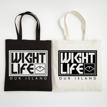 Wight Life Tote Bag - Black or Natural Isle of Wight Shopping Bag - Block Surf