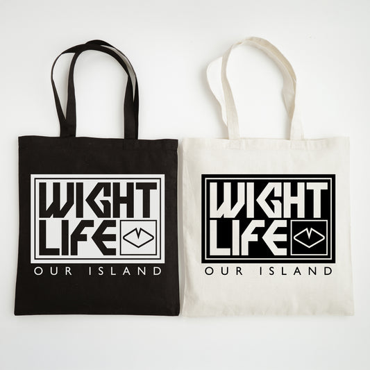 Wight Life Tote Bag - Black or Natural Isle of Wight Shopping Bag - Block Surf