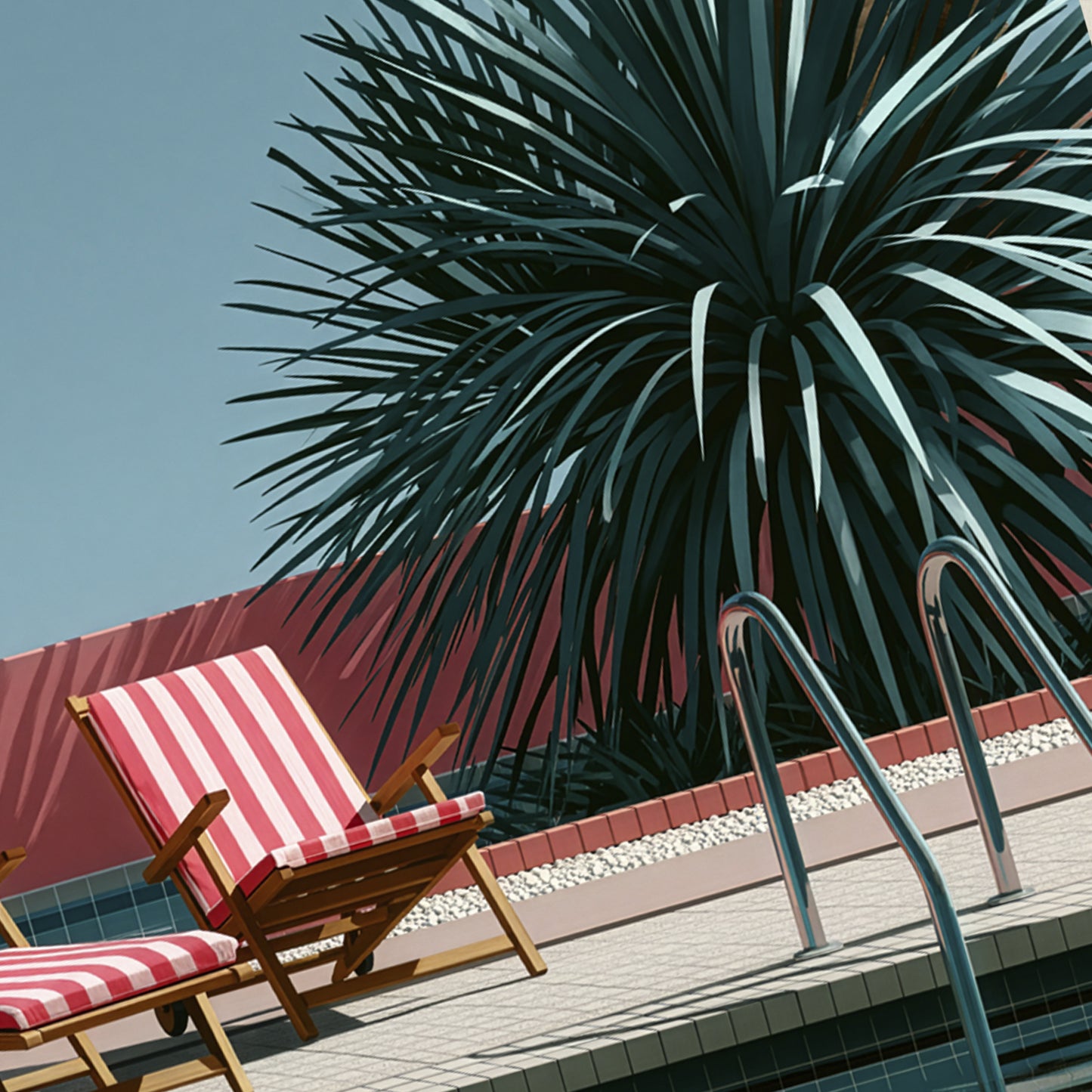 Retro Poolside Wall Art Print, Mid Century Swimming Pool Poster, Palm Tree Art, Summer Holiday Decor, Colourful Pool Print A4 A3 A2 A1 DH02