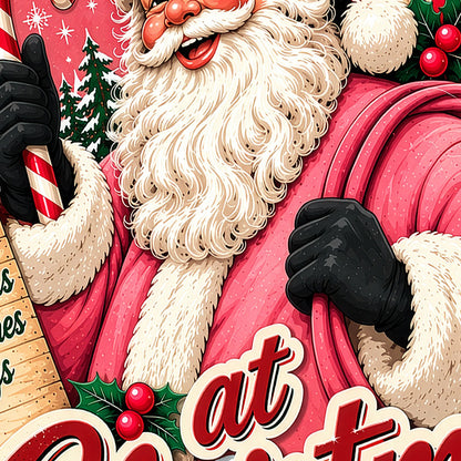 Personalised Christmas Metal Sign – Santa Family Name Sign, Vintage Festive Wall Art, Custom Christmas Aluminium Sign