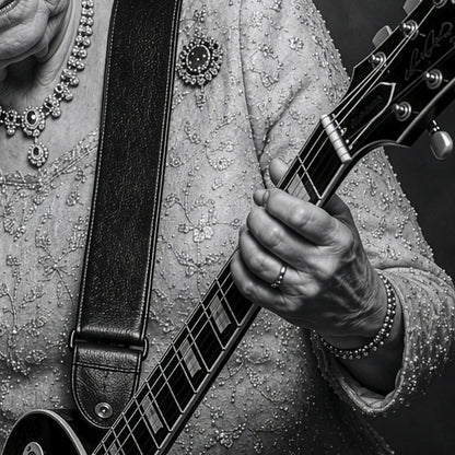 Queen Elizabeth II Guitar Print, Royal Rock Wall Art, British Music Poster, Black and White Queen Portrait, Alternative Royal Art