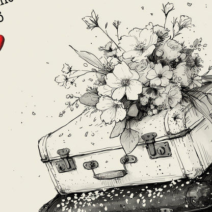 Personalised Wedding Print – Vintage Suitcase Couple Wedding Gift
