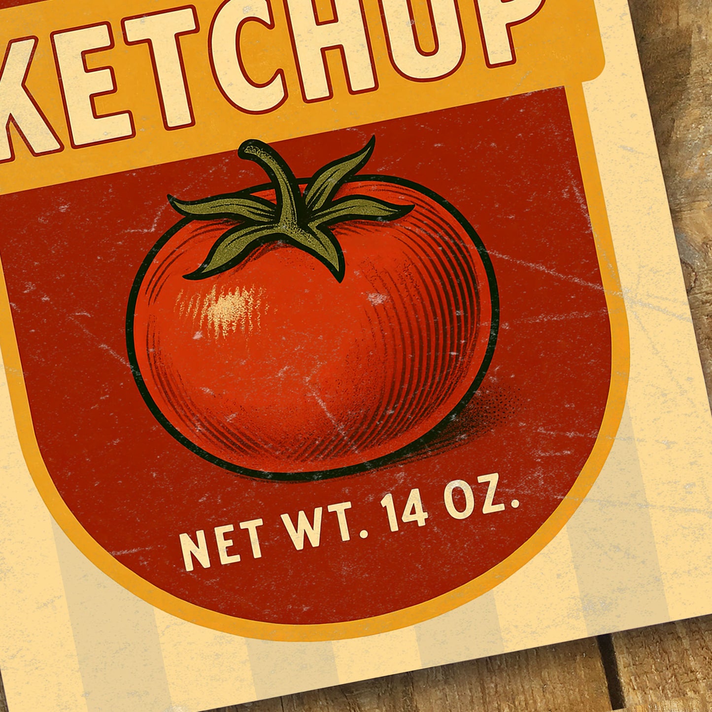 Tomato Ketchup Vintage Metal Wall Sign - Retro Traditional Wall Art - 200x305mm