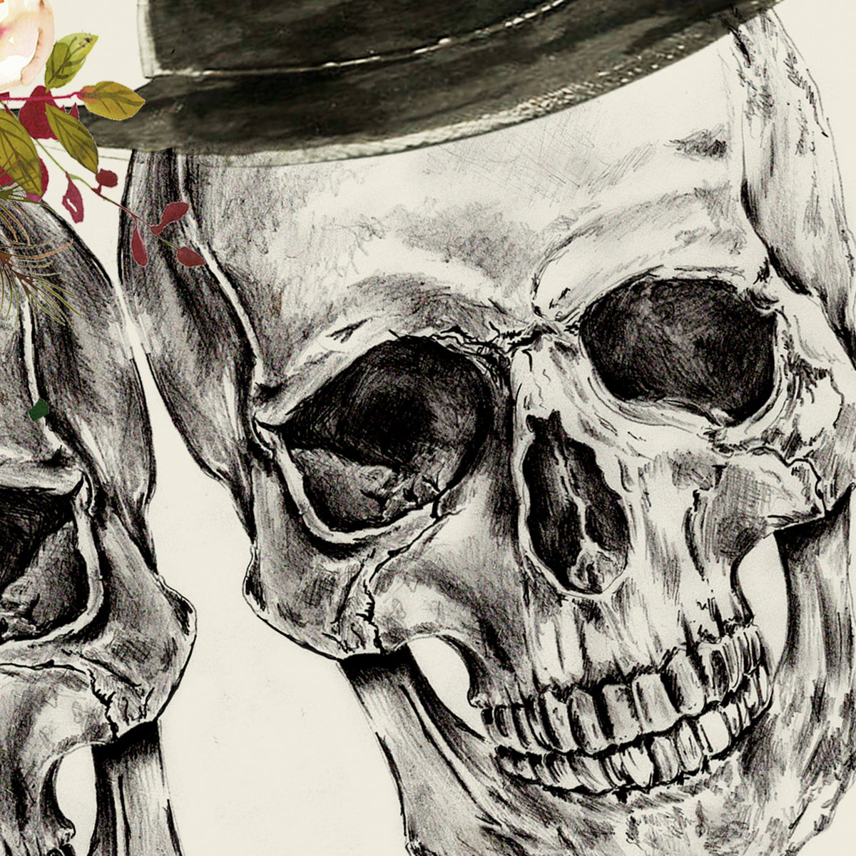 Personalised Skull Couple Wedding Print – Alternative Gothic Wall Art