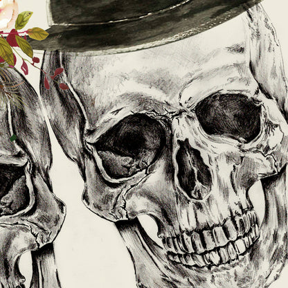 Personalised Skull Couple Wedding Print – Alternative Gothic Wall Art