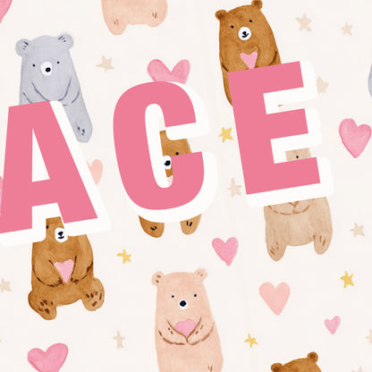 Personalised Bear Name Print – Watercolour Nursery Wall Art