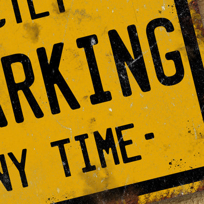 No Parking Metal Sign – Strictly No Parking at Any Time, Vintage Style Warning Sign, Garage Driveway Aluminium Wall Plaque