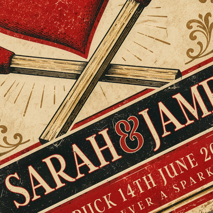 Personalised Perfect Match Wedding Print – Vintage Matchbox Couple Wall Art
