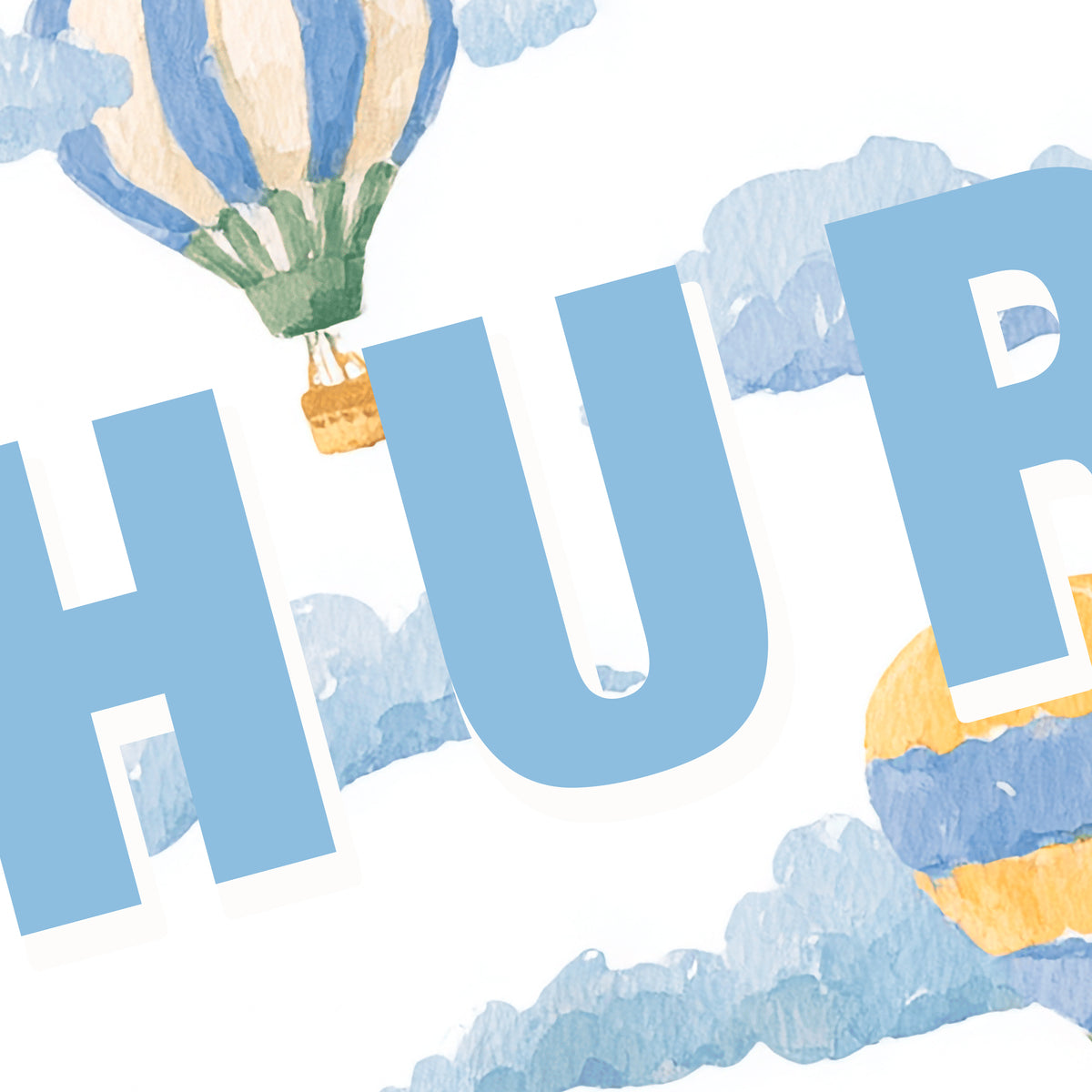 Personalised Hot Air Balloon Name Print – Watercolour Nursery Wall Art