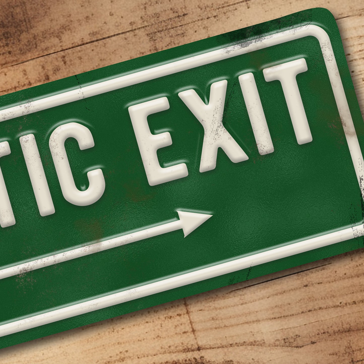 Dramatic Exit Metal Sign Green Plaque Man Cave Shed Decor - 100x305mm