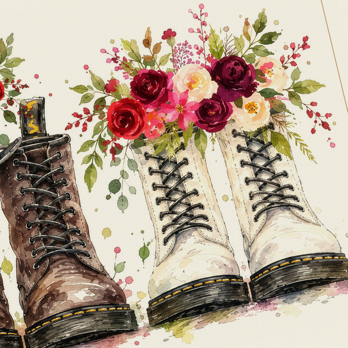 Personalised Alternative Wedding Boots Print – Floral Wedding & Anniversary Wall Art