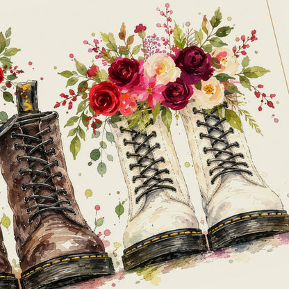 Personalised Alternative Wedding Boots Print – Floral Wedding & Anniversary Wall Art