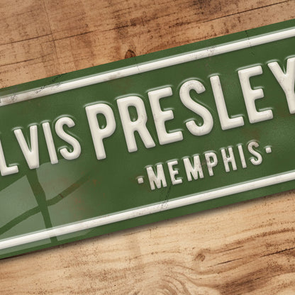 Elvis Presley BLVD Road Sign Metal Retro Vintage Collectors Gift 100x305mm