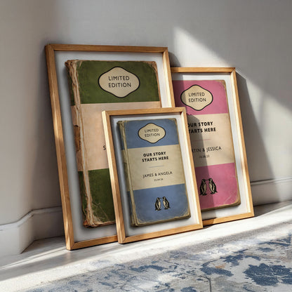 Personalised Wedding Gift Print - Our Story Starts Here - Vintage Book Style Anniversary Print