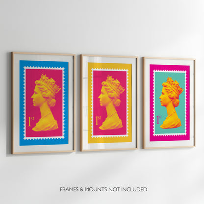Queen Stamp Pop Art Print – Colourful Modern Wall Art Poster