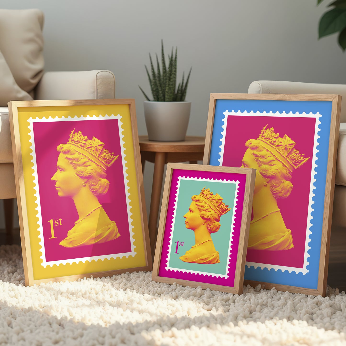 Queen Stamp Pop Art Print – Colourful Modern Wall Art Poster