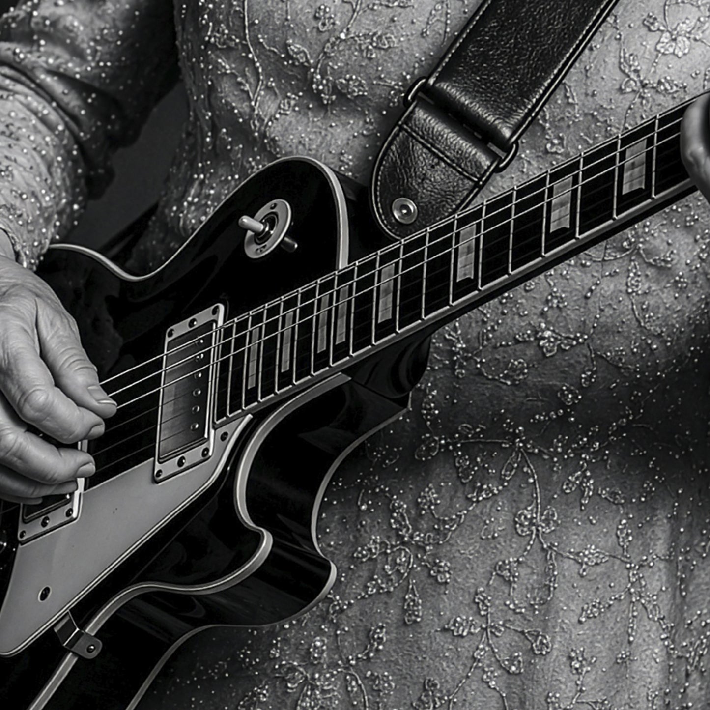 Queen Elizabeth II Guitar Print, Royal Rock Wall Art, British Music Poster, Black and White Queen Portrait, Alternative Royal Art