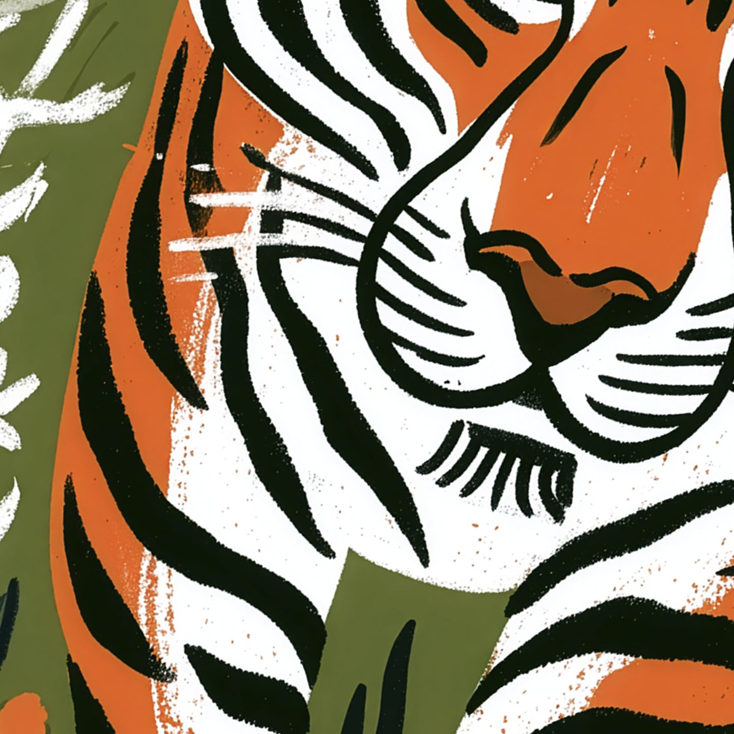 Tiger Wall Art Print, Jungle Animal Poster, Botanical Tiger Art, Folk Art Wildlife Decor, Maximalist Print, A4 A3 A2 A1