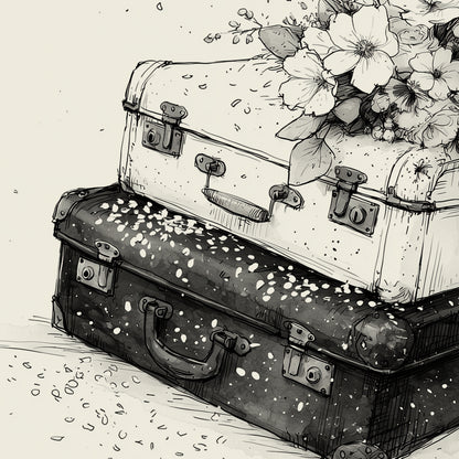 Personalised Wedding Print – Vintage Suitcase Couple Wedding Gift