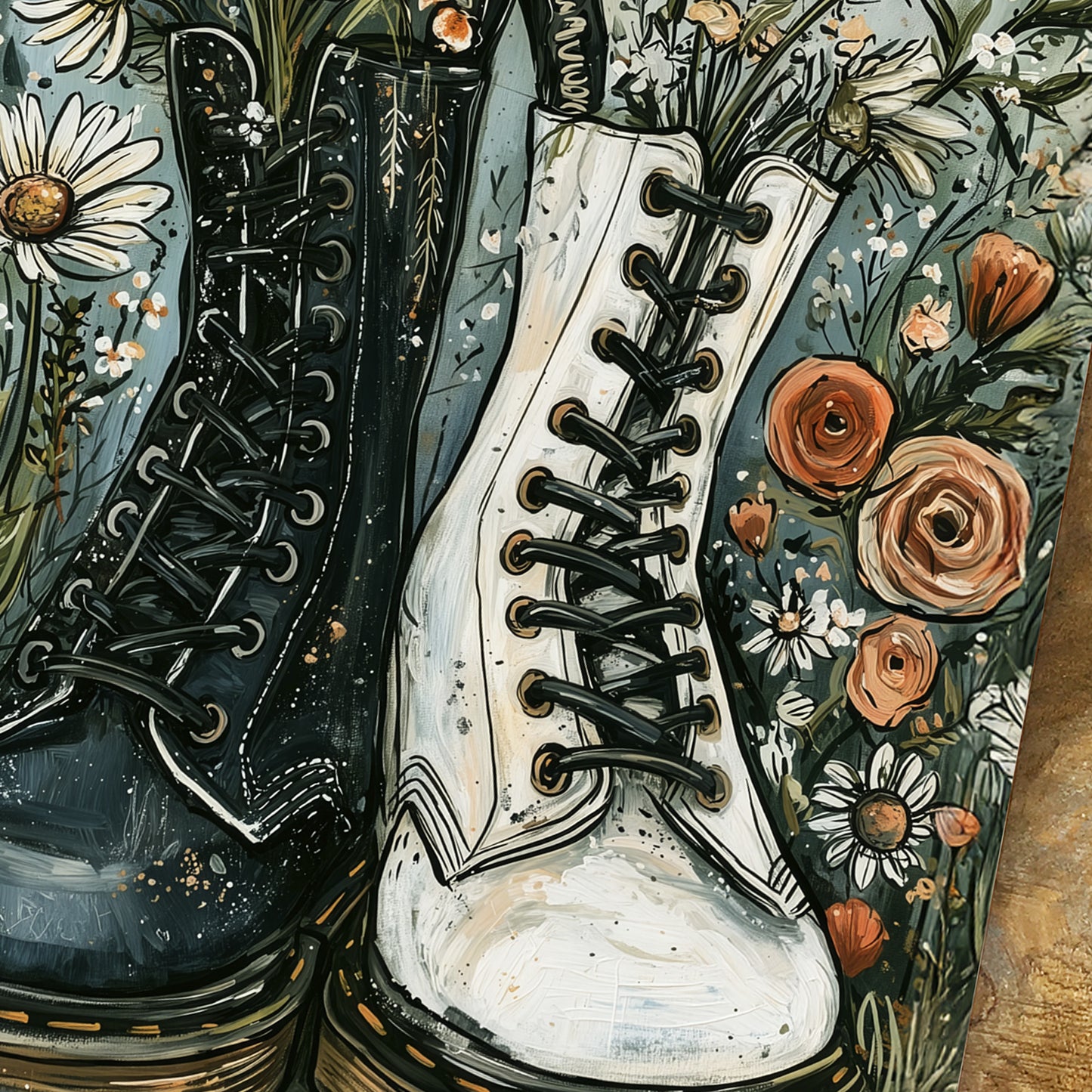 Personalised Wedding Metal Sign – Alternative Couple Wedding Gift, Custom Names & Date Wall Art, Romantic Boots Aluminium Print