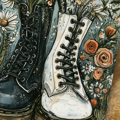 Personalised Wedding Metal Sign – Alternative Couple Wedding Gift, Custom Names & Date Wall Art, Romantic Boots Aluminium Print
