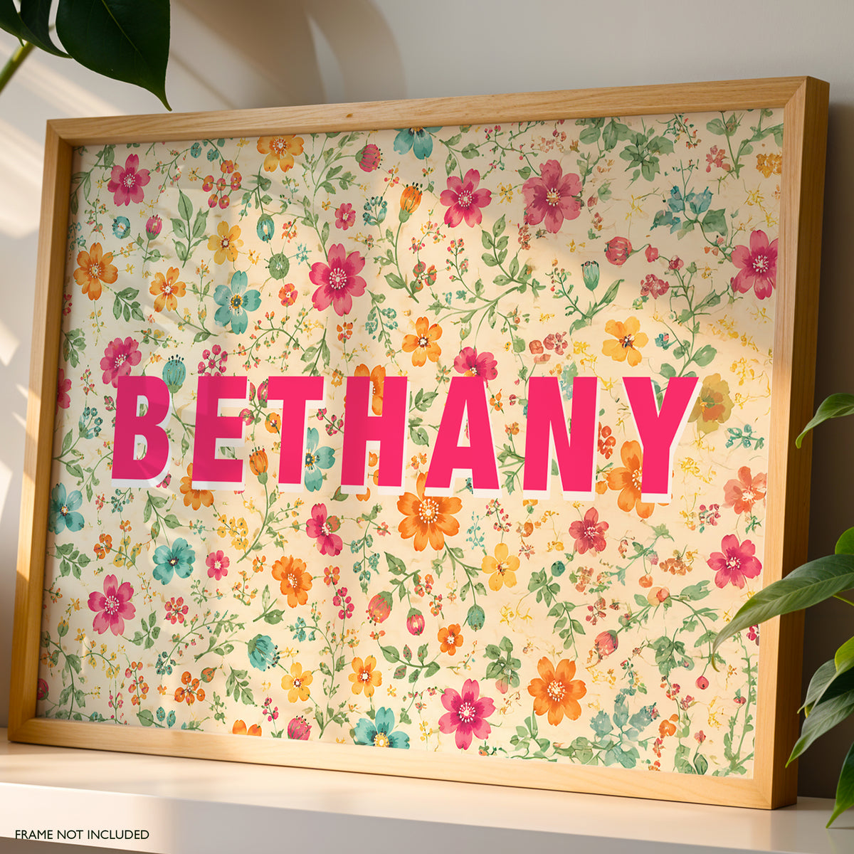 Personalised Floral Name Print – Colourful Nursery & Children’s Wall Art