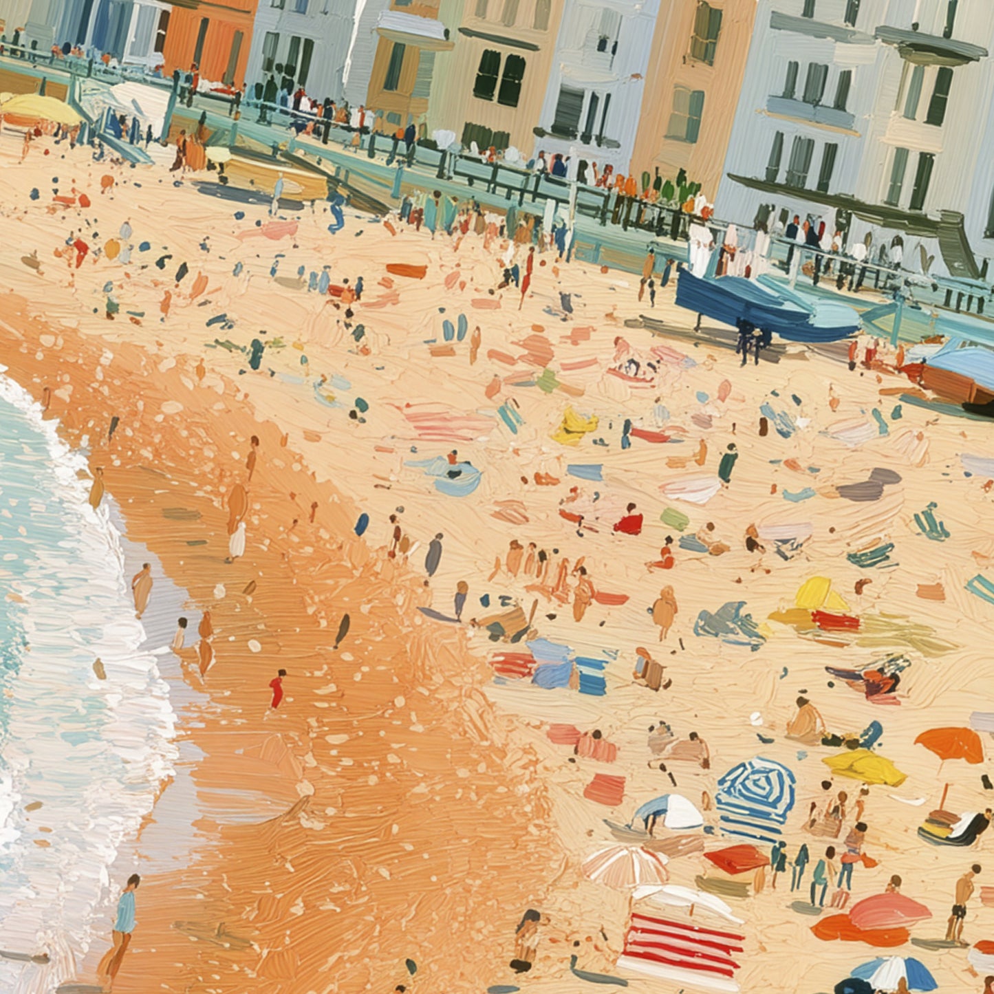 Brighton Beach Wall Art Print, Seaside Poster, Colourful Coastal Art, British Beach Print, Brighton Seafront Decor A4 A3 A2 A1