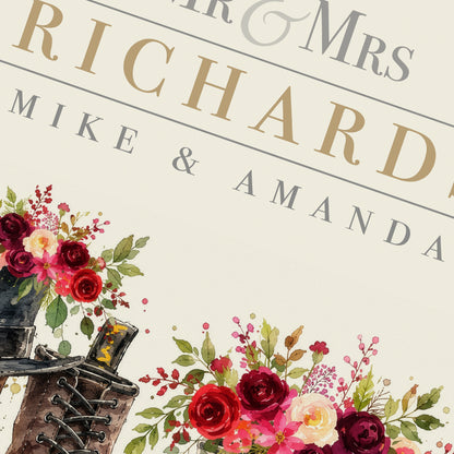 Personalised Alternative Wedding Boots Print – Floral Wedding & Anniversary Wall Art