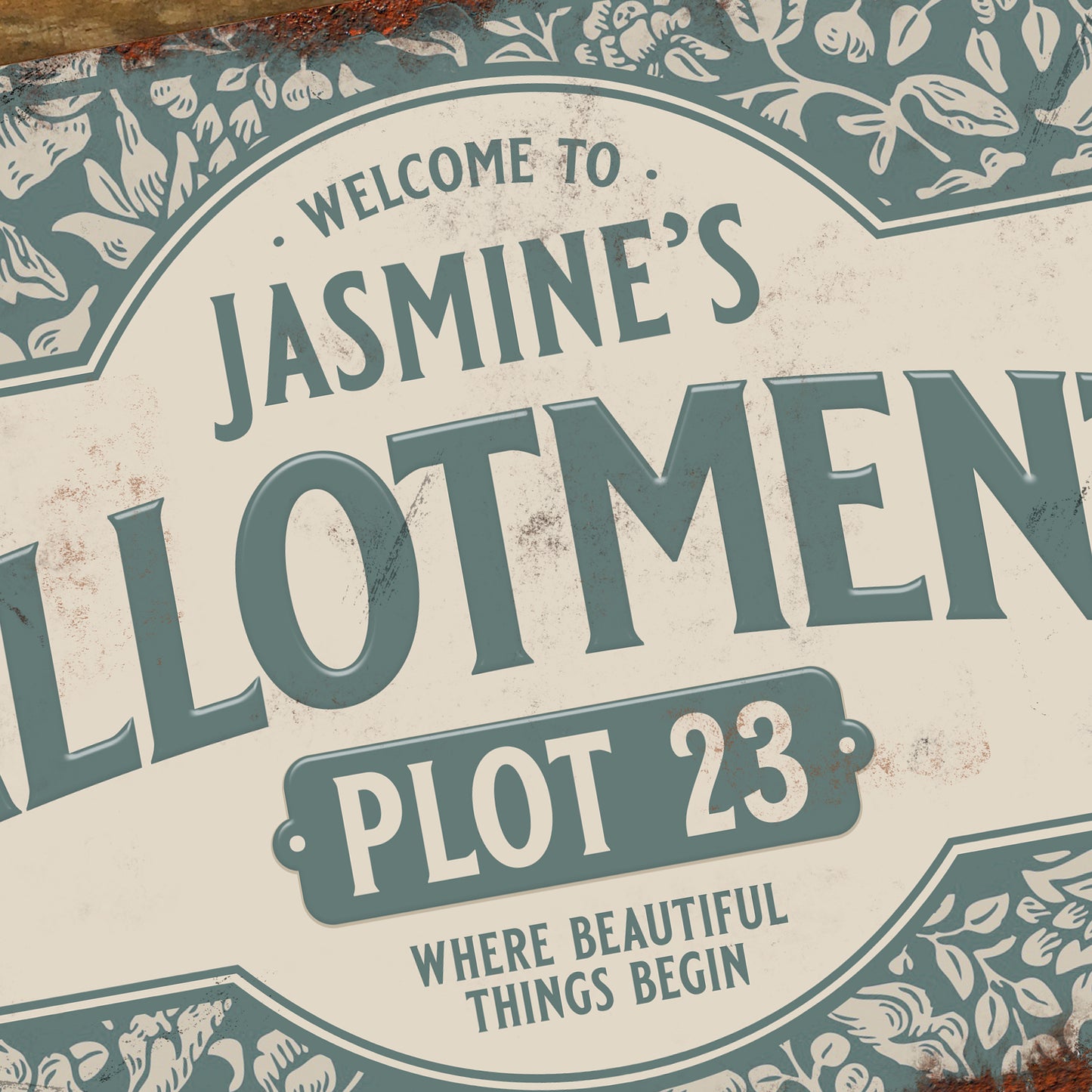 Personalised Allotment Sign Garden Vegetable Patch Metal Door Wall Sign Vintage 200x305mm - Green