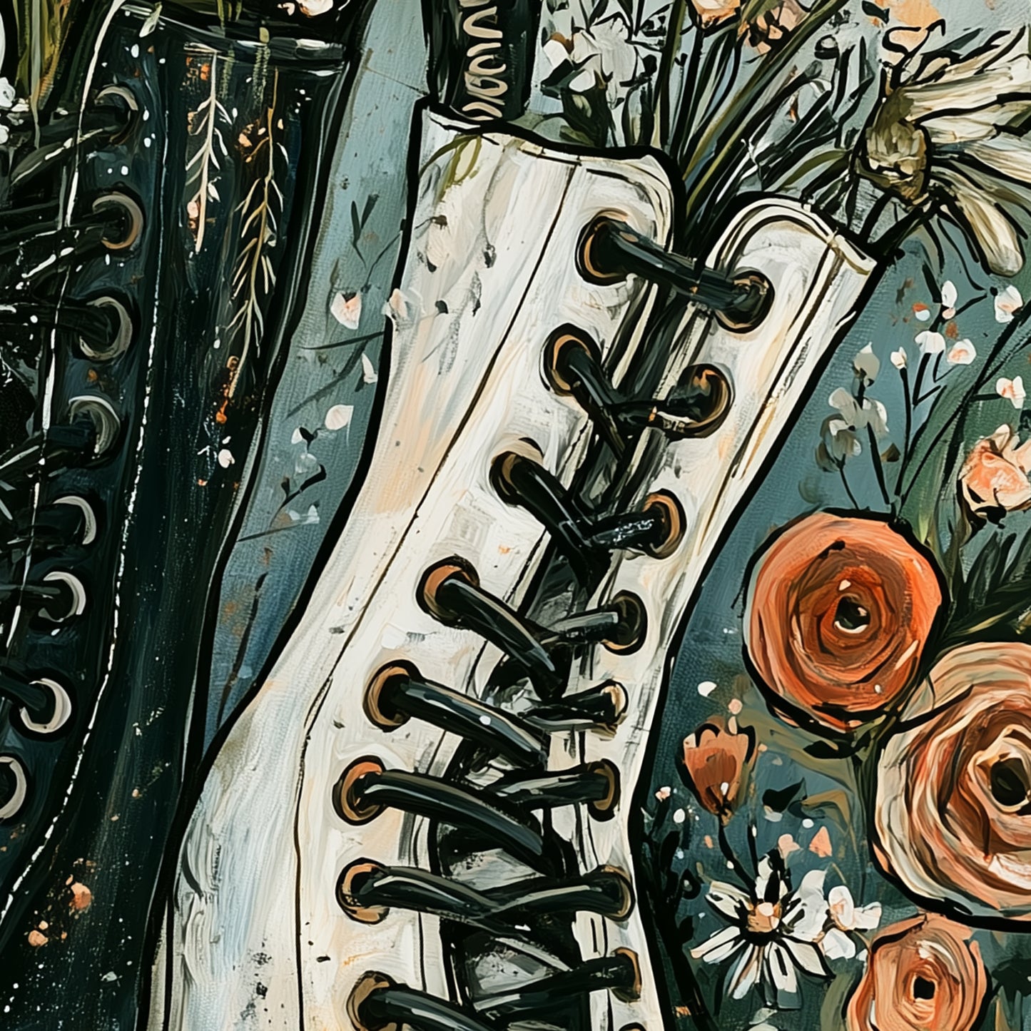 Personalised Wedding Print, Gothic, Indie Boots Couple Art, Alternative Wedding Gift, Custom Newlywed Print, Anniversary Gift A4 A3 A2 A1