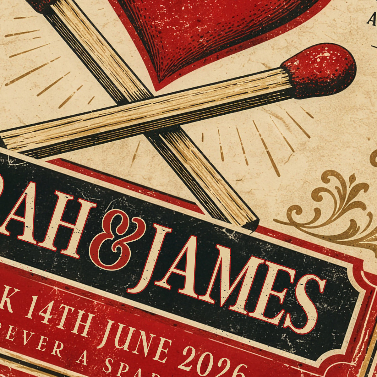 Personalised Perfect Match Wedding Print – Vintage Matchbox Couple Wall Art