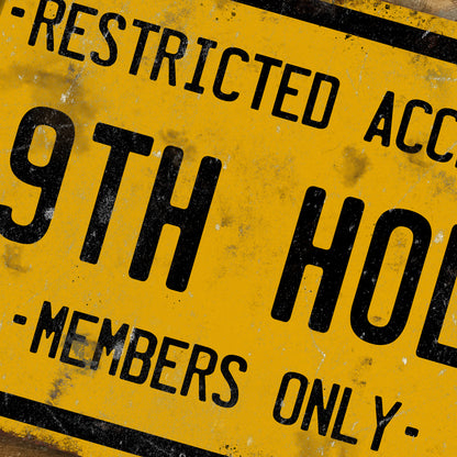 19th Hole Metal Sign – Restricted Access Members Only Golf Sign, Funny Golfer Gift, Vintage Golf Club Aluminium Wall Plaque