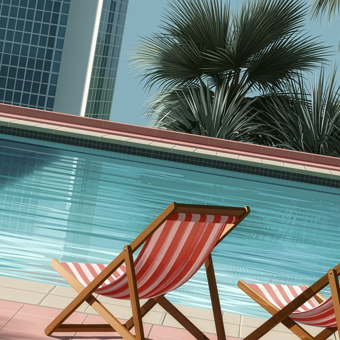 Retro Poolside Wall Art Print, Mid Century Pool Poster, Palm Tree Art, Summer Holiday Decor, Swimming Pool Print A4 A3 A2 A1 DH03