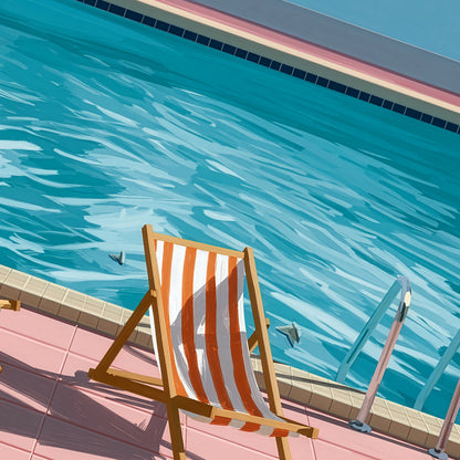 Retro Poolside Wall Art Print, Swimming Pool Poster, Palm Tree Art, Mid Century Summer Decor, Colourful Holiday Print A4 A3 A2 A DH01