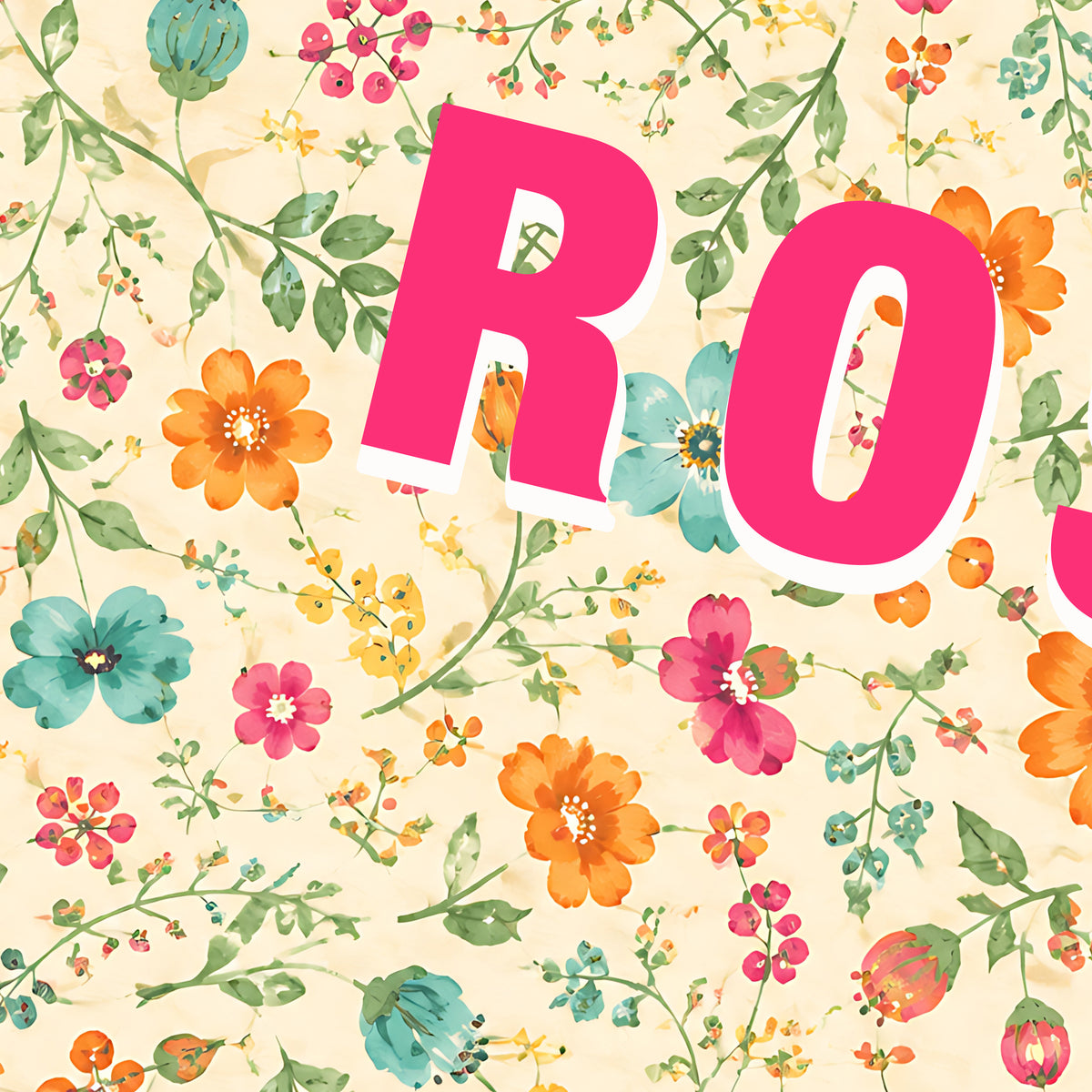 Personalised Floral Name Print – Colourful Nursery & Children’s Wall Art