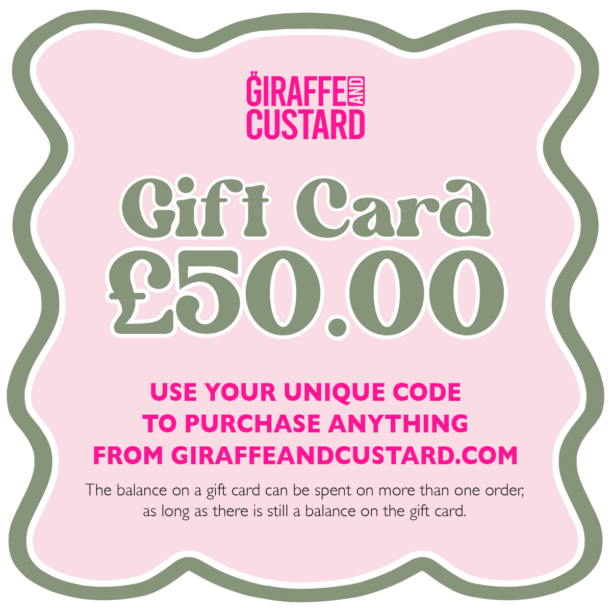 Giraffe and Custard Gift Card