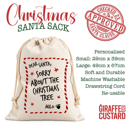 Personalised Dog Christmas Santa Sack – Sorry About the Tree