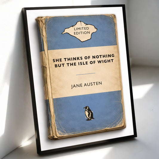 Vintage Paperback Book Cover Style Print - Isle of Wight - Jane Austen Quote
