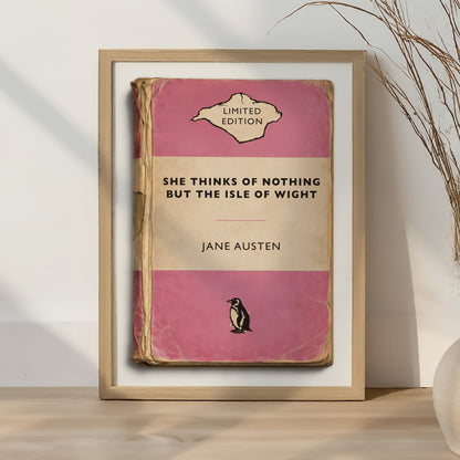 Vintage Book Cover Print - Isle of Wight - Jane Austen Quote