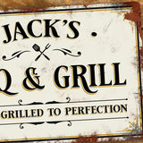 Personalised BBQ Barbecue Metal Door Wall Sign Vintage