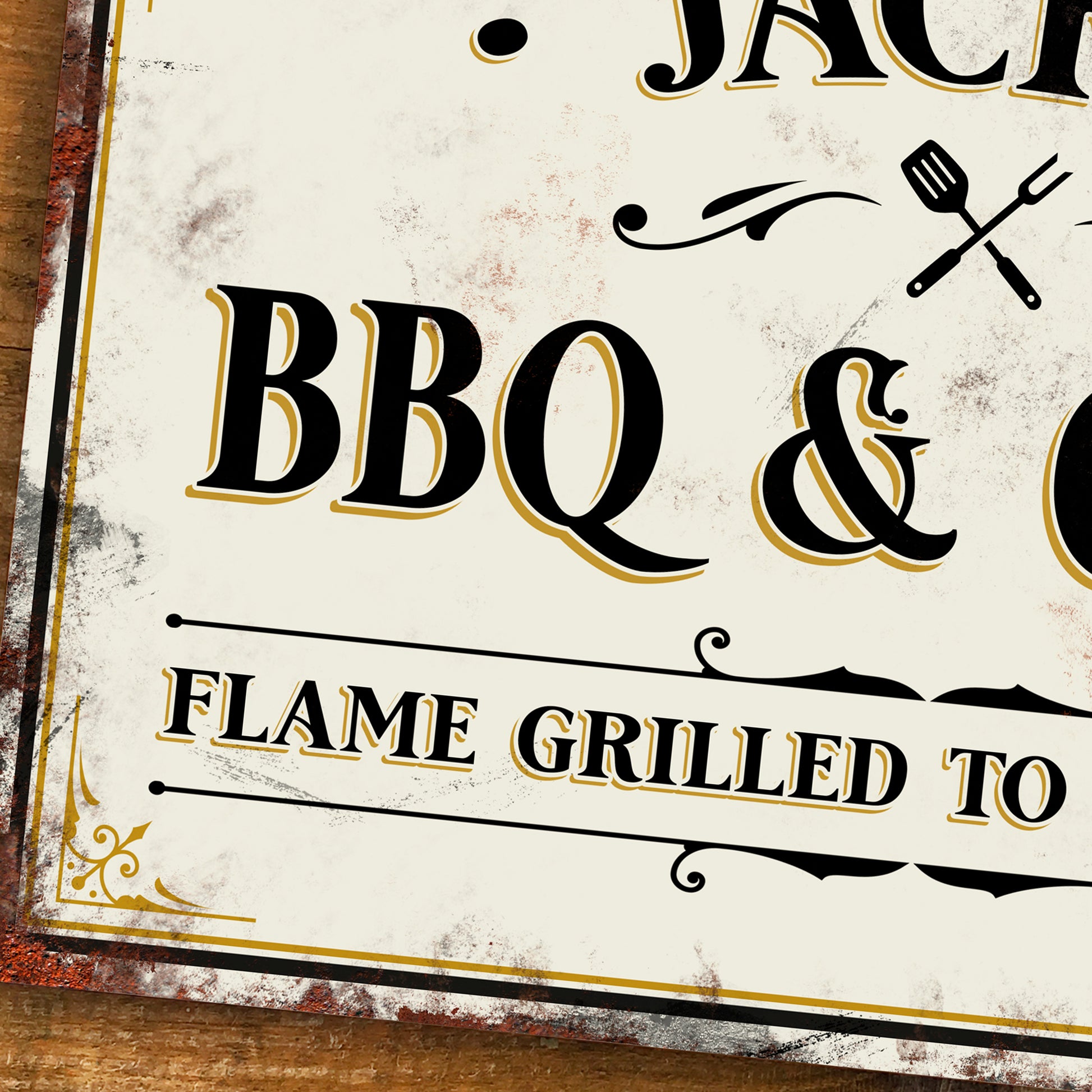 Personalised Gift - BBQ and Grill Vintage Retro Metal Sign close 3